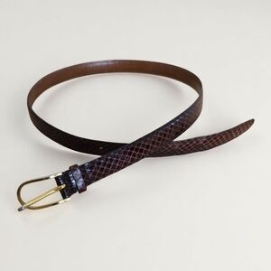 Brown Leather Belt with Gold Buckle